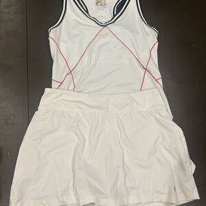 Fila White Set with Navy and Red Trim